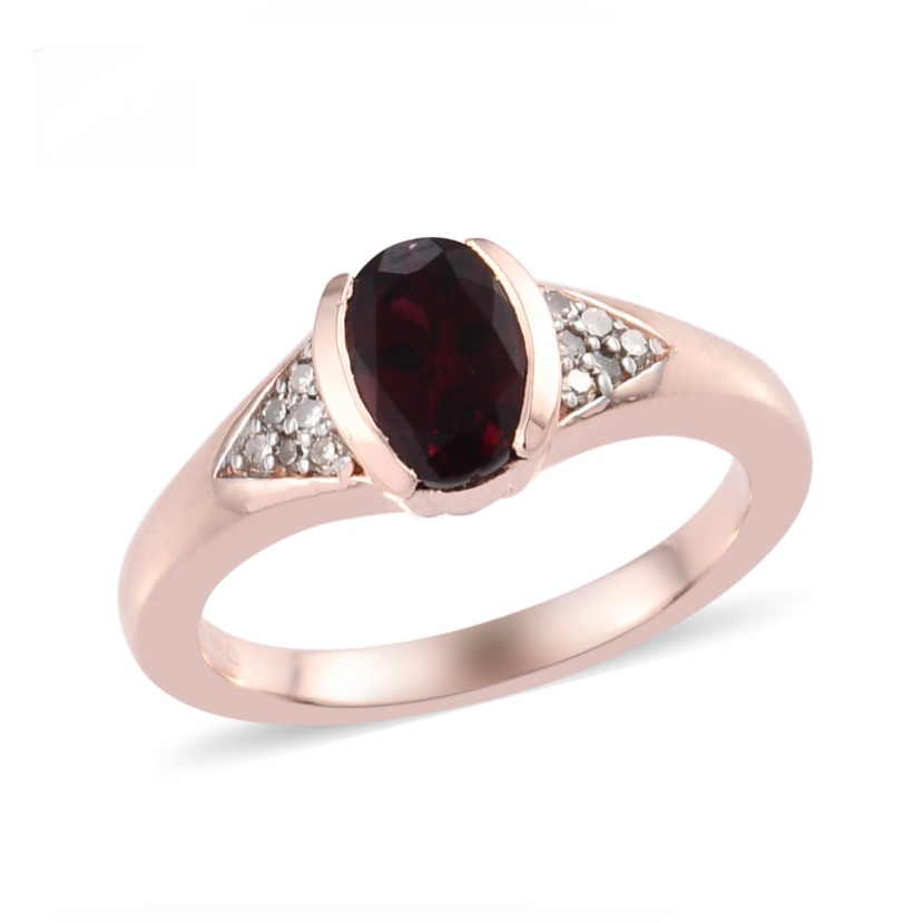 Anthill Garnet & Diamond Ring, Vermeil Rg/Sterling Silver 0.90ctw